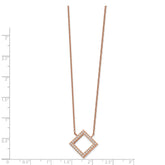 Chisel Stainless Steel Polished Rose IP-plated CZ Pendant on a 17 inch Cable Chain with a 2.5 inch Extension Necklace